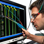 **

Network Engineer frustratedly troubleshooting tangled cables, a computer screen displaying IP address errors, highlighting mismatched subnet mask and gateway. Focus on the visual chaos and technical problem.

**