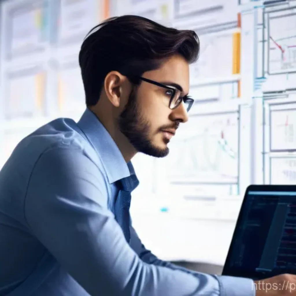 네트워크 자격증과 실무 경험의 상호 보완성 - **Prompt:** A focused young IT professional, in their mid-20s, sits at a clean, modern desk in a wel...