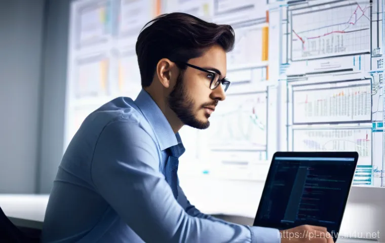 네트워크 자격증과 실무 경험의 상호 보완성 - **Prompt:** A focused young IT professional, in their mid-20s, sits at a clean, modern desk in a wel...