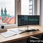 네트워크 실기 시험 대비 시뮬레이션 연습법 - A modern home study setup for a Polish network engineering student preparing for Cisco certification...
