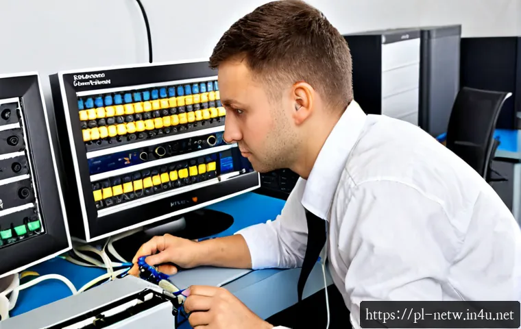 네트워크 실기 시험에서 실수하지 않는 비결 - Photorealistic Polish network certification practical exam setting, focused adult candidate in a nea...